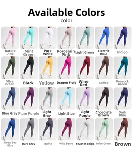 Detaillierte Farbtabelle mit 28 Optionen für nahtlose High-Waist-Push-up-Yogahosen
