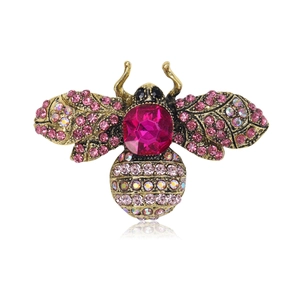 Vintage Bee Brooch Alloy Rhinestone Crystal Insect Lapel Pin Suit Accessories Fashion Jewelry Ornament For Women