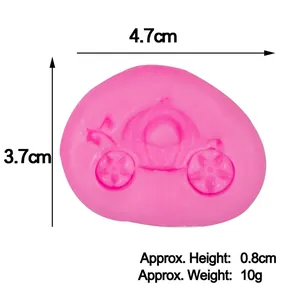 Pink silicone pumpkin carriage mold for DIY fondant cake decorating with size details