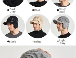 Bonnet tricoté pour homme avec visière et protège-oreilles en six couleurs variées