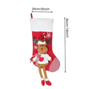 Weihnachtsstrumpf mit 3D-Rentier-Dekor, 46 cm hoch und 20 cm breit für Dekorationen