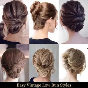 U-shaped hair pins for messy bun styling across six natural hair colors and styles