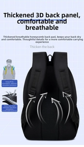 Detail of breathable honeycomb mesh back padding and padded shock-absorbing shoulder straps