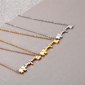Minimalistische Elefant Herzschlag Halsketten aus Edelstahl in Silber Gold und Roségold