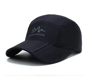 Detail view of quick-dry baseball cap side showing UPF 50 plus sun protection icon