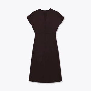 Abito Midi da Donna Senza Maniche in Maglia a Costine Tinta Unita Girocollo Vestibilità Slim Bodycon Moda Estiva