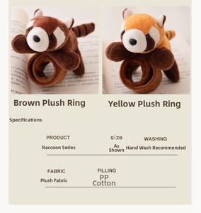 Detailed look at cute plush panda slap bracelets in brown and yellow soft fabric