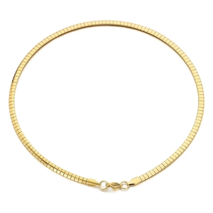 Polished 18K gold-plated titanium flat snake chain necklace with lobster clasp closure