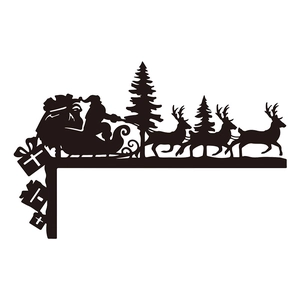 L-shaped black silhouette Santa and reindeer Christmas door corner frame sticker decoration