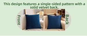 Detail of dark blue velvet cushion showing textured front pleats and smooth solid back