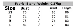 Size chart for halter neck satin dress showing bust and waist measurements in cm