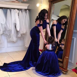 Vestito Da Principessa In Velluto Blu Reale Con Spalle Scoperte Per Damigella Bambina Festa Formale Matrimonio Compleanno