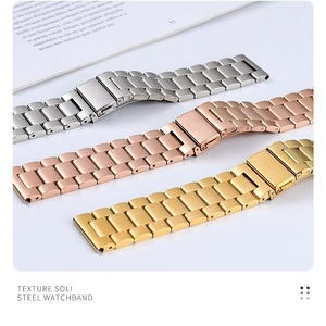 Cinturini per orologi a tre maglie in acciaio inossidabile argento, oro e oro rosa