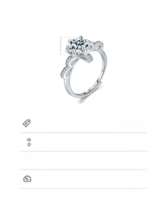 Detail view of S925 sterling silver crown ring with 8x8mm zircon and size specifications