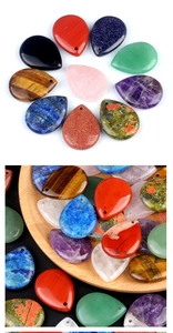 Variety of teardrop natural stone pendants including amethyst and rose quartz for DIY jewelry