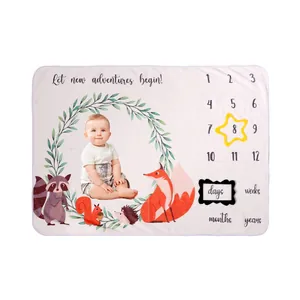 Baby Meilensteinkarte Decke mit Waldtieren für monatliche Neugeborenenfotos