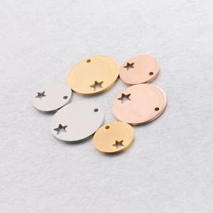 Polished star cutout round pendants in gold, silver, and rose gold with two sizes