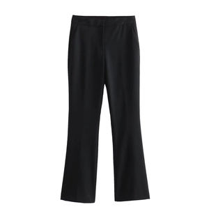 Pantalon de tailleur noir coupe slim pour femme avec jambe droite pour le bureau