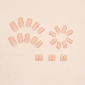Pink soft square press-on nails set with translucent finish and various sizes