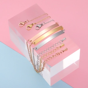 Adjustable mirror finish titanium steel bar bracelets in gold, silver, and rose gold tones