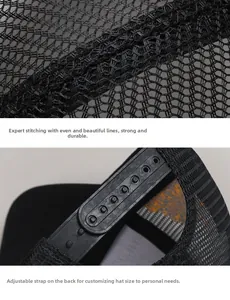 Details zur Mesh-Atmungsaktivität und zum verstellbaren Snapback-Verschluss der Kappe