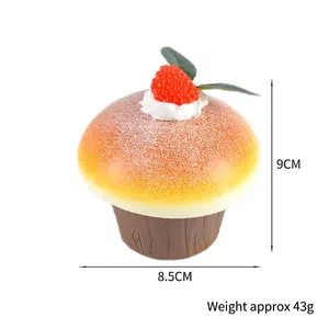 Artificial PU cupcake model with red berries and cream for bakery shop window display