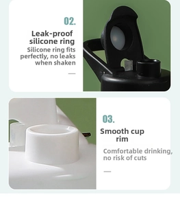 Detail showing leak-proof silicone seal and smooth drinking spout on the frosted sports bottle