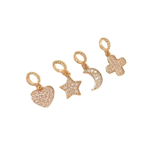 14K gold filled heart star and moon pendants with micro-set zircon for DIY jewelry making