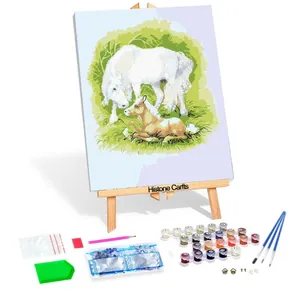 Σετ DIY ζωγραφικής με διαμάντια, μοτίβο αλόγου, ξύλινο καβαλέτο και πινέλα