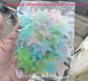 Detailed view of 3cm macaron star stickers in a pack of 100 for wall decoration