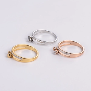 Double layer cubic zirconia rings in gold, silver and rose gold with pavé diamonds