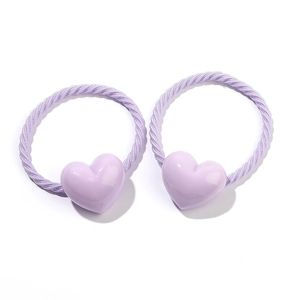 Paire d'élastiques à cheveux violets avec cœurs pour femmes et enfants