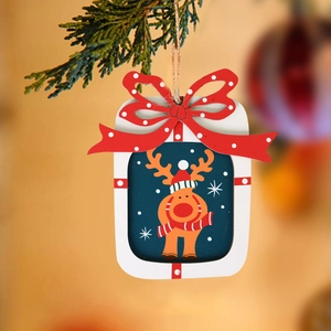 Ornements De Noël À Suspendre En Bois Peint Père Noël Bonhomme De Neige Renne Pendentifs Avec Nœud Et Corde De Chanvre