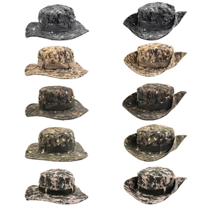 Tactical boonie hat in five digital camouflage patterns with wide brim and chin strap