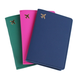 Set porta passaporto in ecopelle PU con motivo aereo, custodia da viaggio multicolore.