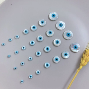 Natural mother of pearl evil eye shell beads in various sizes for DIY jewelry making