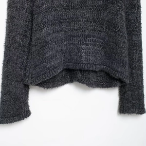 Gilet en maille gris foncé avec mélange de laine texturé et ourlet décontracté
