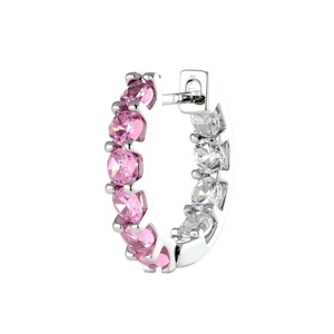 Créoles en argent 925 avec zircons roses et blancs présentées dans une vue de profil
