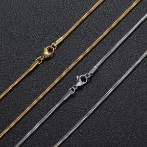 Stainless Steel Round Snake Chain Necklace Polished Hip Hop Punk Style Minimalist Jewelry For Men Women