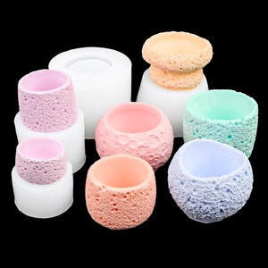 Silicone Mold DIY Candle Cup Flower Pot Moon Surface Texture Resin Casting Plaster Cement Craft Tool Home Decoration