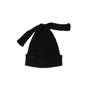 Winter thermal knit beanie for toddlers with cute long rabbit ears in black ribbed design