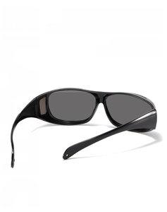 Detail of lightweight 31g polarized cycling sunglasses with flexible wrap-around design