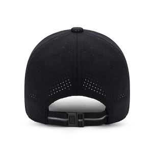 Black quick-dry mesh baseball cap with reflective back strap for night safety