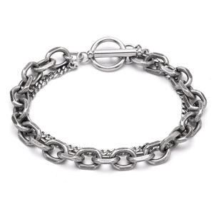 Pulsera De Cadena En Capas De Acero Inoxidable Cierre OT Hip Hop Punk Joyería Vintage Para Hombres