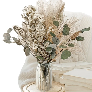 Preserved eucalyptus and dried pampas grass bouquet for home decoration and gifts