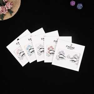 Detailed set of five creative acrylic face gems and eye stickers for masquerade makeup