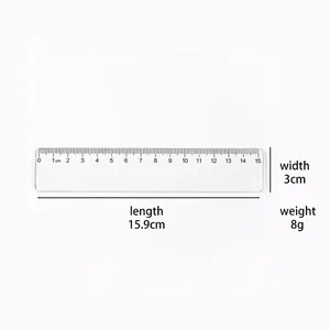 Transparent 15cm wave ruler for students made of durable thick plastic with clear scales