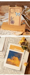 Vintage habit tracker paper cards with wooden stand for scrapbooking and journaling