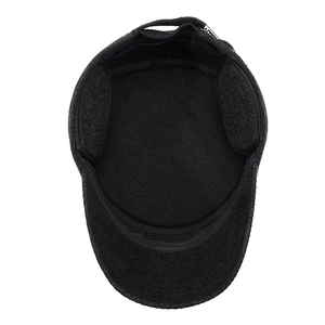 Men's wool cadet cap with thick ear flaps and warm lining for winter weather