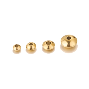 Polished gold stainless steel saucer beads in four sizes for DIY jewelry making